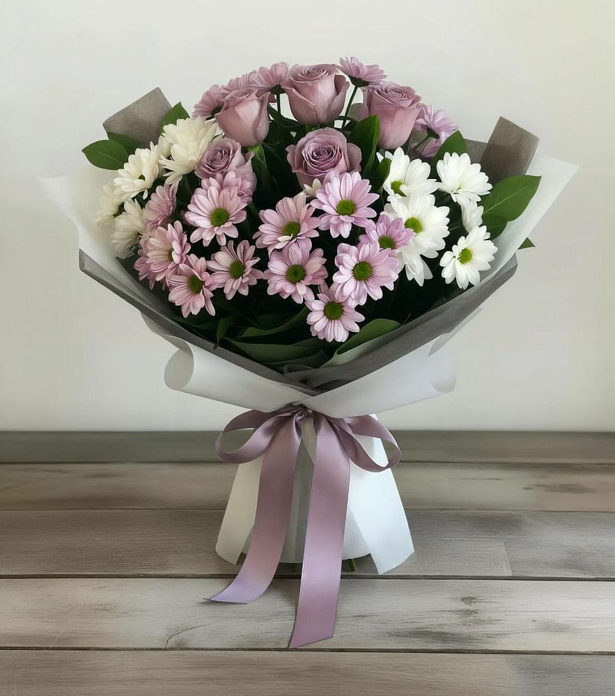 Букет цветов из: Хризантемы и Розы в Новой Ляле