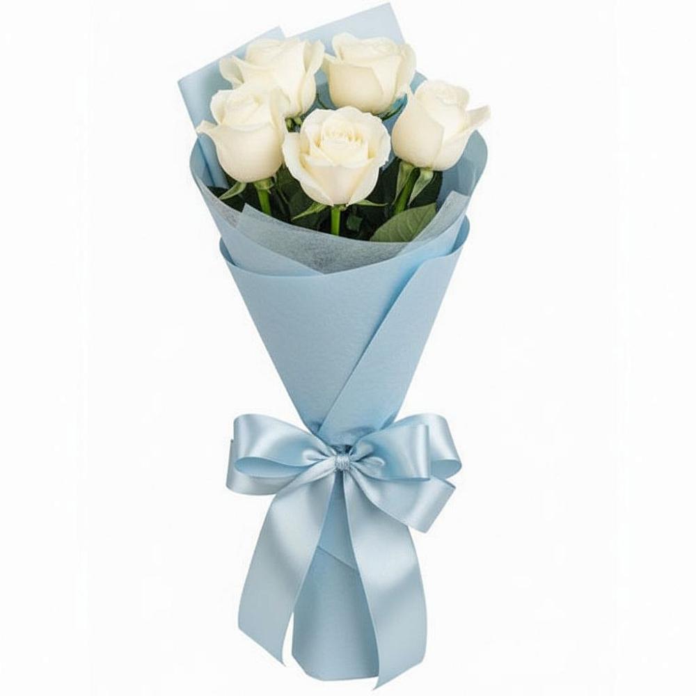 Букет 5 Белых роз Проуд в Новой Ляле