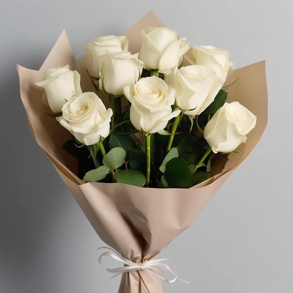 Букет 9 Белых роз Эдлесс Лав в Новой Ляле