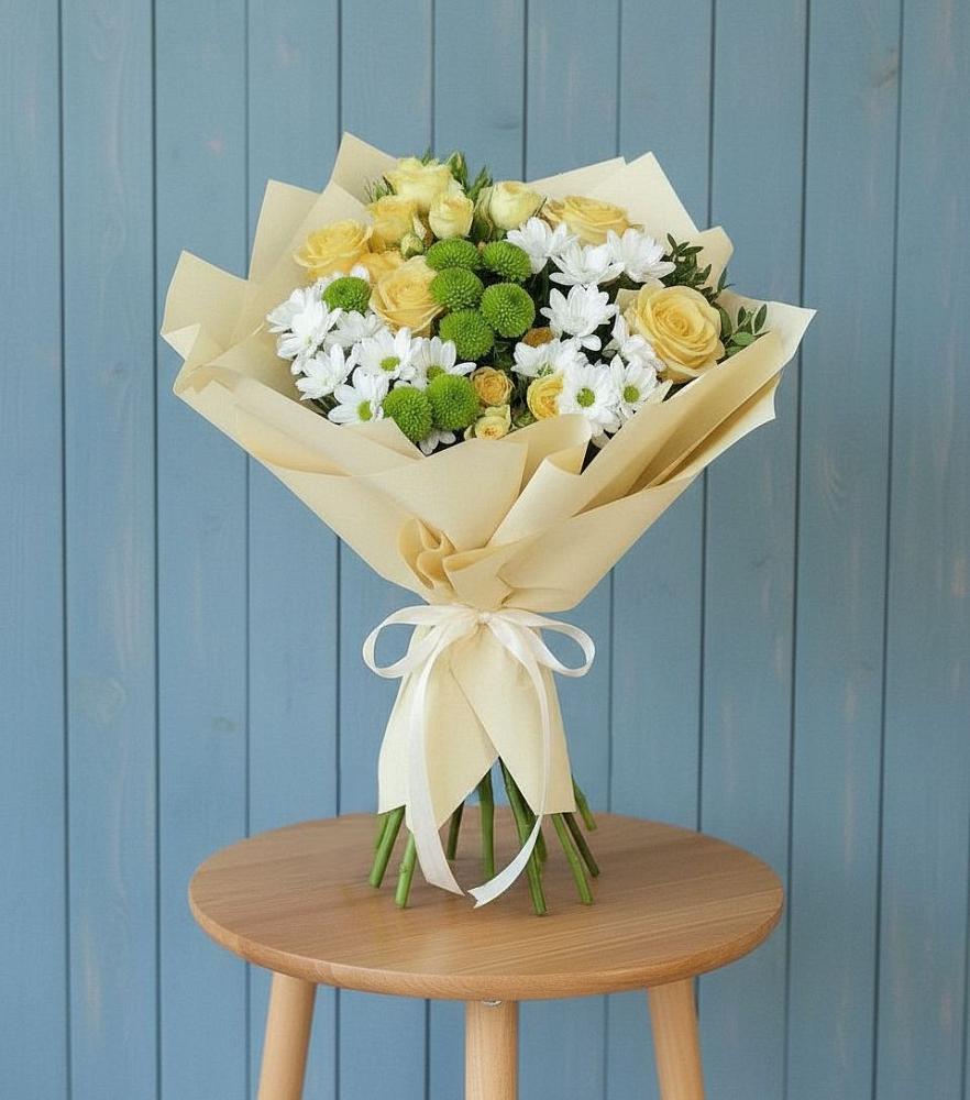 Букет цветов из: Хризантемы и Розы в Новой Ляле