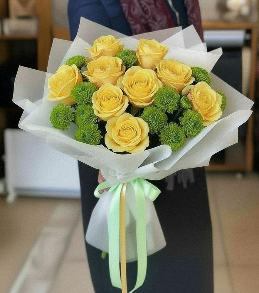 Букет цветов из: Хризантемы и Розы в Новой Ляле