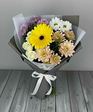 Букет цветов из:  Розы, Герберы и Хризантемы в Новой Ляле