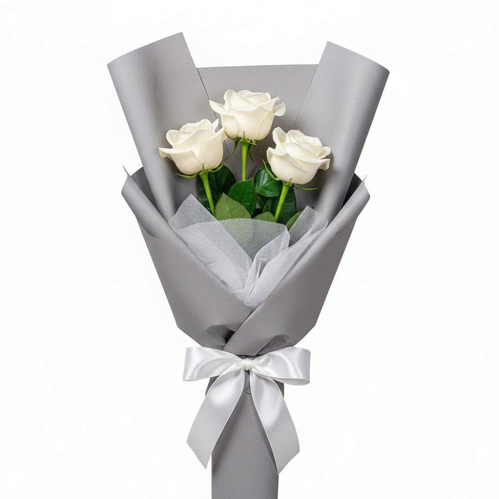 Букет 3 белые розы в Новой Ляле