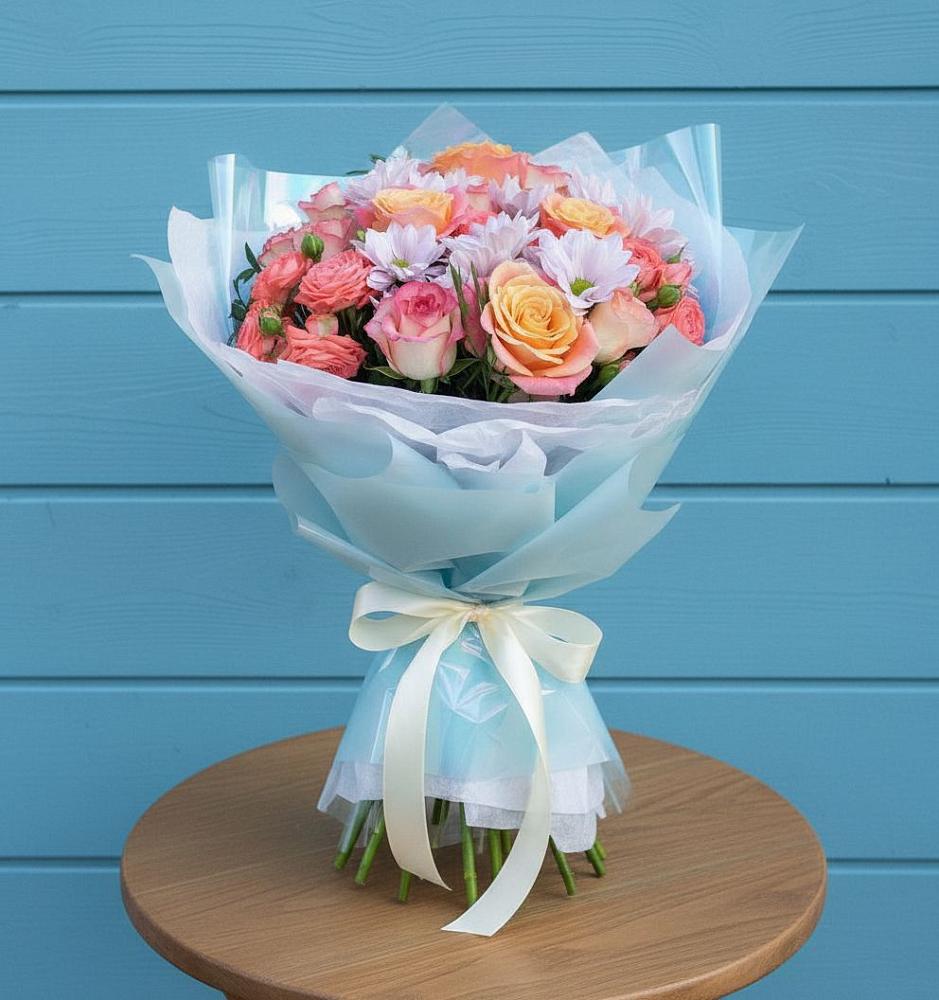 Букет цветов из: Хризантемы и Розы в Новой Ляле